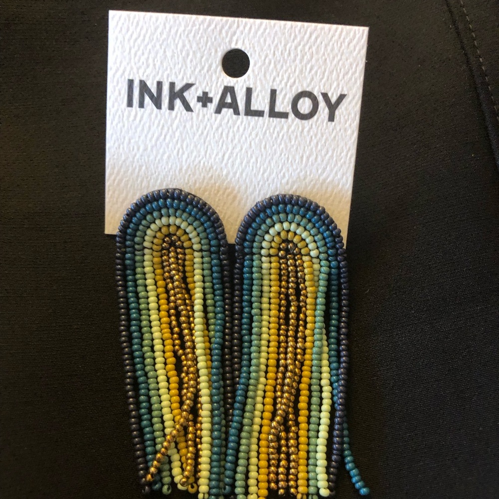 INK+ALLOY Blue and Yellow Beaded Earrings